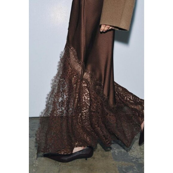 ZARA SATIN EFFECT LACE SKIRT ZW COLLECTION - Picture 5 of 10